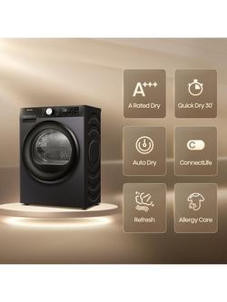 Hisense 3S Series DH3S802BB3 Freestanding Heat Pump Tumble Dryer, 8kg Load, Black - view 2, Black
