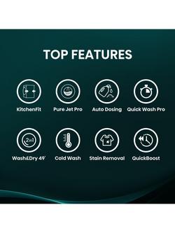 Hisense WD5I1045BBQ Freestanding Washer Dryer, 10.5kg/6kg Load, 1400rpm Spin, Black - view 2, Black
