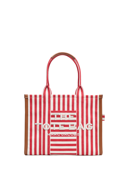 Marc Jacobs Large Stripe Tote Bag, True Red Multi, True Red Multi