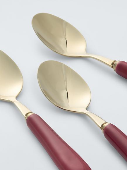 John Lewis Ceramic Handle Stainless Steel Teaspoon, Set of 4, Red - view 2, Red