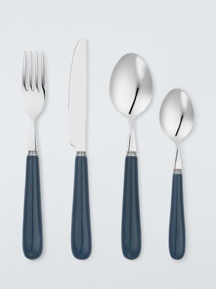 John Lewis Heritage Ceramic Handle Cutlery Set, 16 Piece/4 Place Settings, Blue, Blue