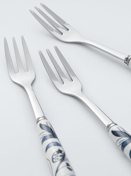 John Lewis Bloem Ceramic Handle Stainless Steel Pastry Forks, Set of 4, Blue - view 2, Blue
