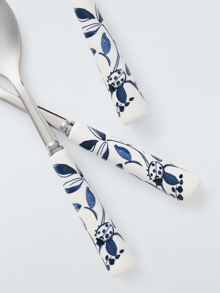 John Lewis Bloem Ceramic Handle Stainless Steel Teaspoons, Set of 4, Blue - view 2, Blue