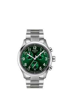 Tissot T1164171109200 Men's Chrono L Round Bracelet Strap Watch, Green/Silver, Green/Silver