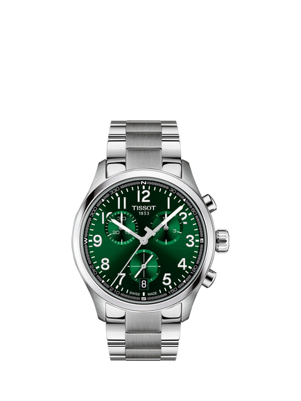 Tissot T1164171109200 Men's Chrono L Round Bracelet Strap Watch, Green/Silver, Green/Silver