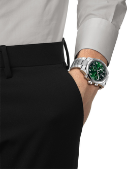 Tissot T1164171109200 Men's Chrono L Round Bracelet Strap Watch, Green/Silver - view 2, Green/Silver