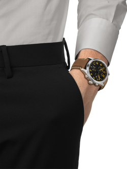 Tissot T1164171605201 Men's Chrono L Round Leather Strap Watch, Black/Brown - view 2, Black/Brown