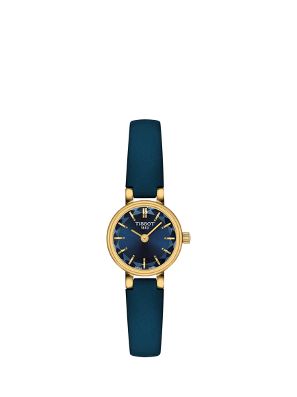Tissot T1400093604100 Women's Round Leather Strap Watch, Blue, Blue/Blue