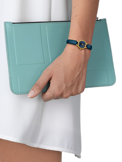 Tissot T1400093604100 Women's Round Leather Strap Watch, Blue - view 2, Blue/Blue