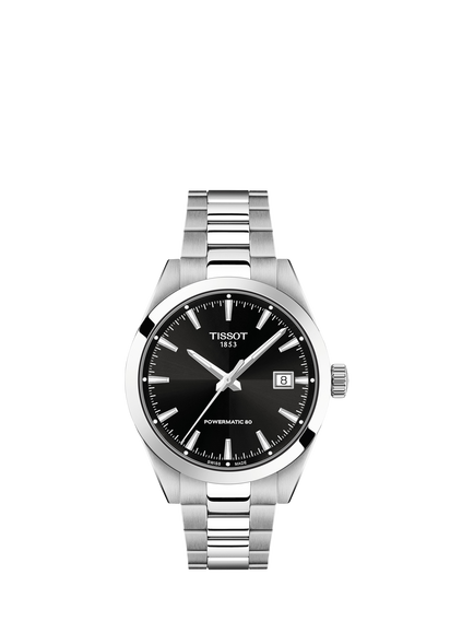 Tissot T1658071105100 Gentleman Bracelet Strap Watch, Black/Silver, Black/Silver