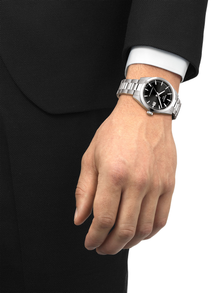 Tissot T1658071105100 Gentleman Bracelet Strap Watch, Black/Silver - view 2, Black/Silver