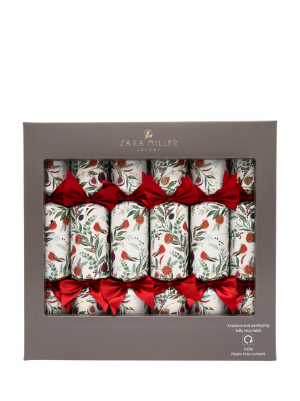 Sara Miller Festive Figs and Fern Luxury Christmas Crackers, Pack of 6, Multi Colour