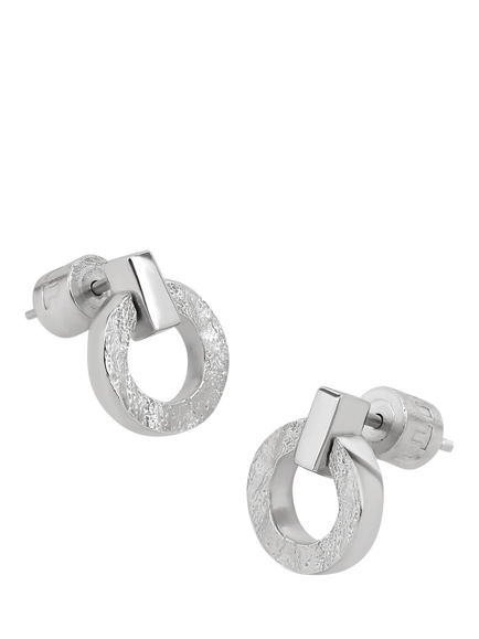 TUTTI Palm Open Drop Stud Earrings, Silver, Silver