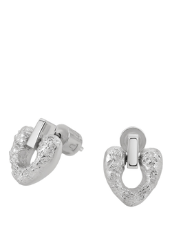 TUTTI Amity Heart Drop Stud Earrings, Silver, Silver