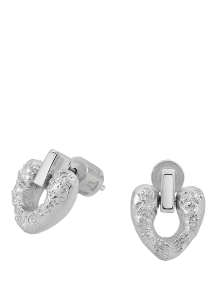 TUTTI Amity Heart Drop Stud Earrings, Silver, Silver