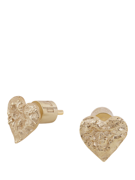 TUTTI Revere Textured Heart Stud Earrings, Gold, Gold