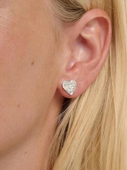 TUTTI Revere Textured Heart Stud Earrings, Silver - view 2, Silver