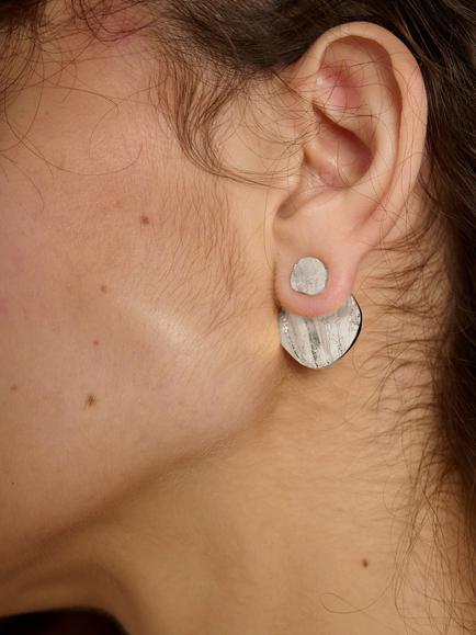 TUTTI Riva Double Disc Stud Earrings, Silver - view 2, Silver