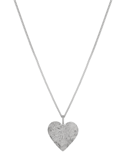TUTTI Revere Textured Heart Necklace, Silver, Silver