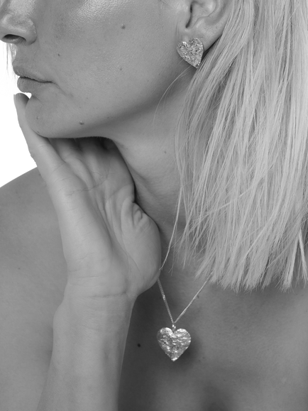 TUTTI Revere Textured Heart Necklace, Silver - view 2, Silver