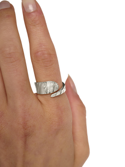 TUTTI Riva Textured Wrap Ring, Silver, One Size - view 2, Silver