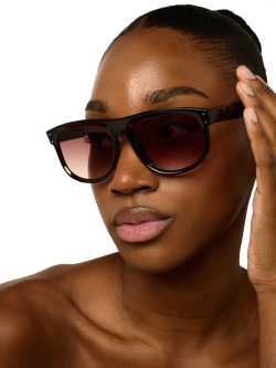 TUTTI SG55 Edge D-Frame Sunglasses, Brown - view 2, Brown