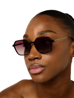 TUTTI SG57 Linear Irregular Polarised Sunglasses, Brown - view 2, Brown