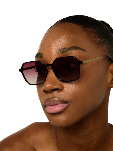 TUTTI SG57 Linear Irregular Polarised Sunglasses, Brown - view 2, Brown