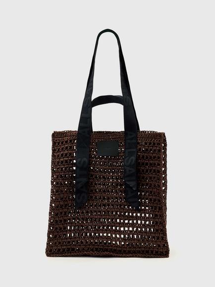 AllSaints Lullah Mesh Tote Bag, Brown, Cognac Brown