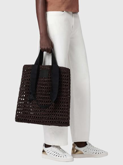 AllSaints Lullah Mesh Tote Bag, Brown - view 2, Cognac Brown