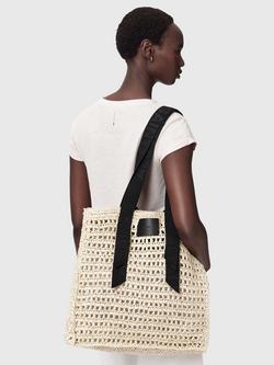 AllSaints Lullah Paper Mesh Tote Bag, Unbleached White - view 2, Unbleached White