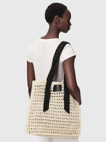 AllSaints Lullah Paper Mesh Tote Bag, Unbleached White - view 2, Unbleached White