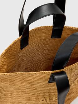 AllSaints Lutece Raffia Tote Bag, Biscuit Brown - view 2, Biscuit Brown