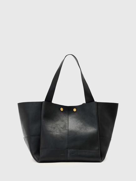 AllSaints Rosalie Leather Tote Bag, Black, Black