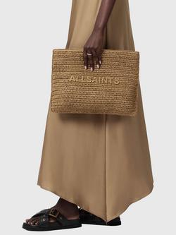AllSaints Bettina Oversized Raffia Clutch Bag, Biscuit Brown - view 2, Biscuit Brown