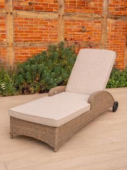KETTLER Derwent Rattan Reclining Sun Lounger with Cushion, Natural - view 2, Brown