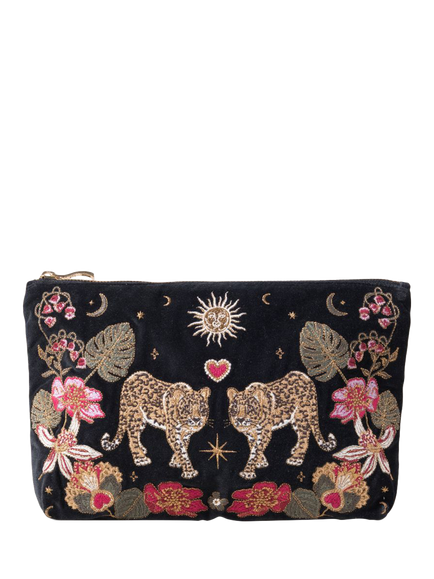 Elizabeth Scarlett Leopard Pouch, Charcoal, Charcoal
