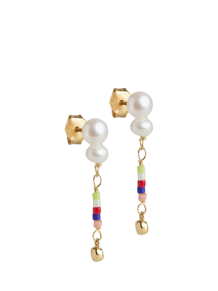 ENAMEL Copenhagen Dorthea Beaded Pearl Drop Earrings, Yellow Gold, Yellow Gold