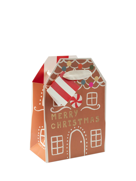 Caroline Gardner Gingerbread House Gift Bag, Multi, Multi Colour