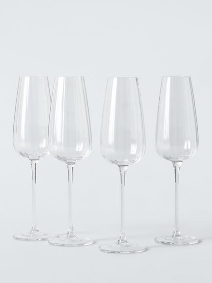 John Lewis Illusion Glass Champagne Flute, Set of 4, 310ml, Clear, Clear Clear