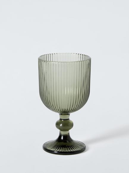 John Lewis Ribbed Wine Glass Goblet, 400ml, Grey Smoke, Grey Smoke