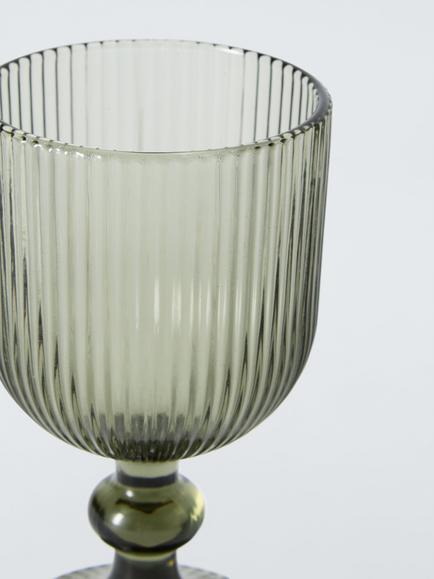 John Lewis Ribbed Wine Glass Goblet, 400ml, Grey Smoke - view 2, Grey Smoke