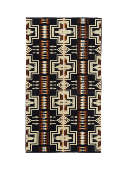 Pendleton Cotton Oversized Jacquard Spa Towel, Harding Oxford, Harding Oxford