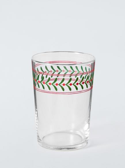 John Lewis Holly Glass Tumbler, 500ml, Clear/Multi, Clear Clear