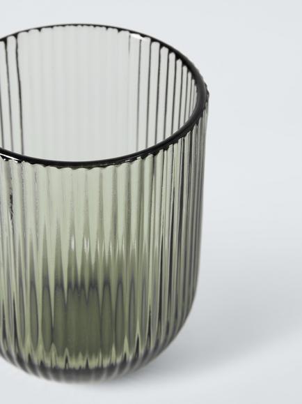 John Lewis Ribbed Glass Tumbler, 300ml, Grey Smoke - view 2, Grey Smoke