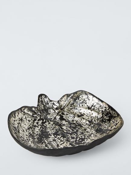 John Lewis Pumpkin Glass Platter, 22cm, Metallic Silver, Metallic Silver