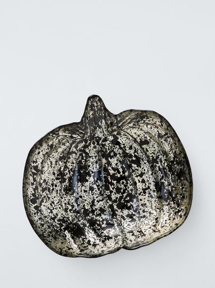 John Lewis Pumpkin Glass Platter, 22cm, Metallic Silver - view 2, Metallic Silver