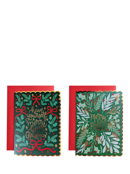 Eleanor Stuart Bow and Leaf Christmas Cards, Pack of 10, Multi
