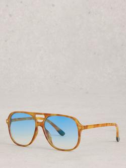 White Stuff Abstract Frame Aviator Sunglasses, Natural Beige, Natural Beige