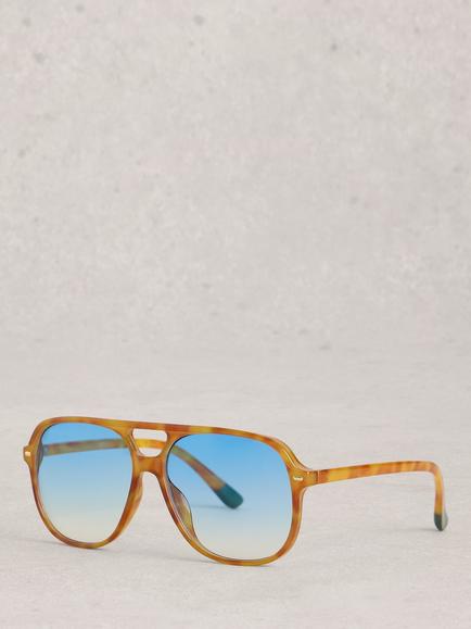 White Stuff Abstract Frame Aviator Sunglasses, Natural Beige, Natural Beige